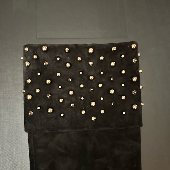 SAINT LAURENT NIKI BOOT *OVER THE KNEE* BLACK SUEDE - Picture 2 of 4